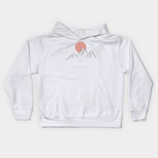 Minimal Mountains with large pink sun Kids Hoodie